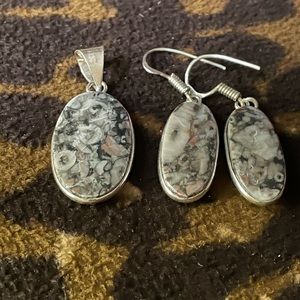New beautiful Stone  Earring’s & Pendant looks like Animal print